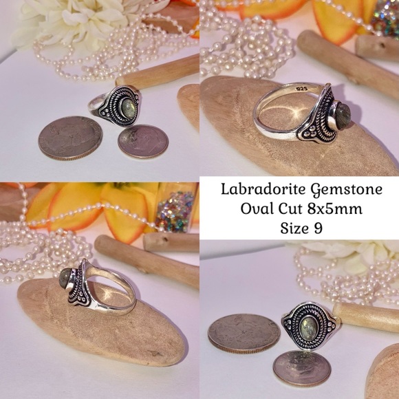 Classy Labradorite Gemstone Dainty Handmade Ring - Picture 2 of 2